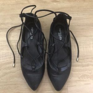Topshop Hotsoles Black leather lace up flats 7.5